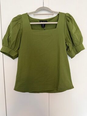 Bailey 44 Olive Square-Neck Puff Sleeve Top